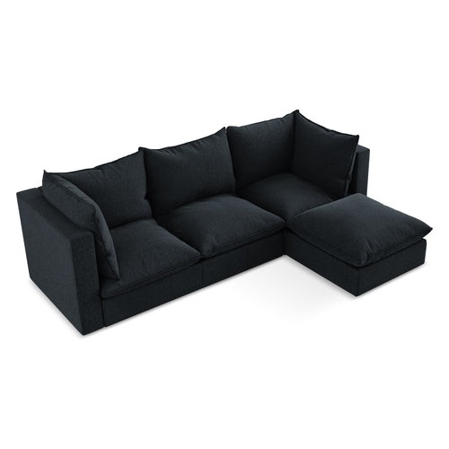 LaMiaSofa hoekbank rechts Ravenna - velours - koningsblauw - 255x165x77