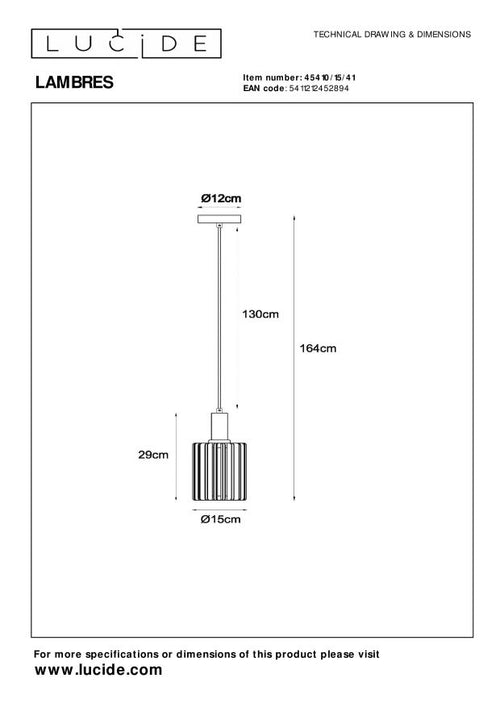 Lucide hanglamp LAMBRES - 1xE27 - Taupe - vtwonen shop