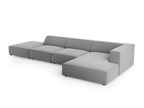 Cosmopolitan Design rechter hoekbank Arendal 5-zits, flueel, lichtgrijs - 166x341x70cm