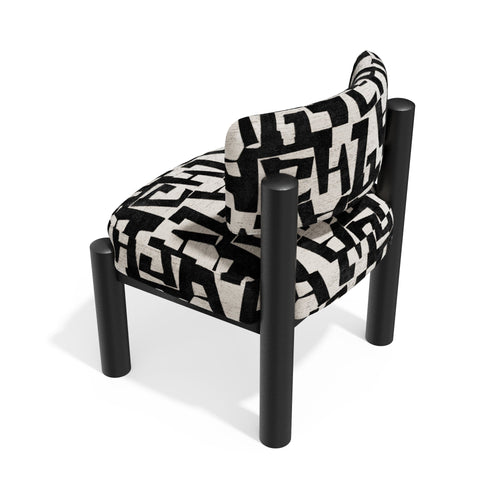 Premium Interiors - Fauteuil ELY - stof met textuur en patroon zwart 60.5cm