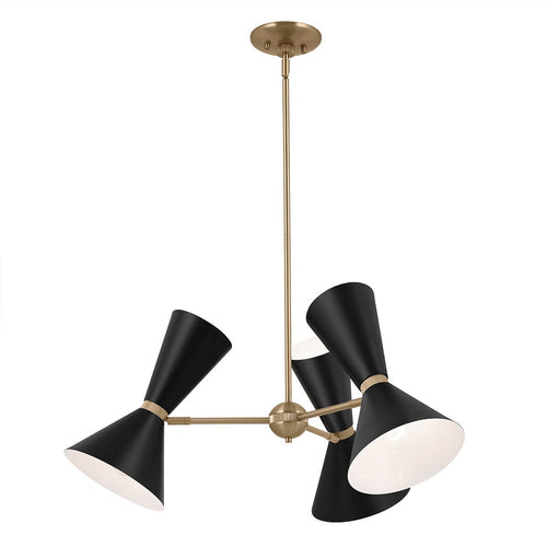 Mehrarmige Pendelleuchte, moderne Deckenleuchte, Champagner-Bronze, Schwarz, 6 x E27