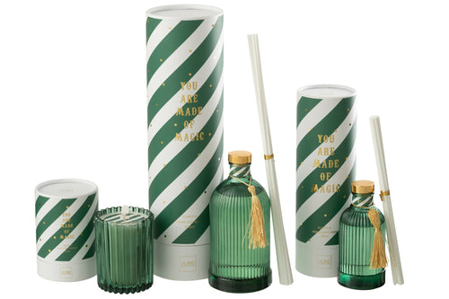 J-Line geurstokjes Magic - Elwood - glas - wit/groen - large