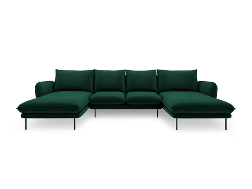 Cosmopolitan Design Panoramische bank Vienna 6-zits, flueel, flessengroen - 170x350x95cm