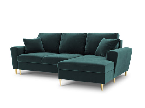 Cosmopolitan Design Converteerbare hoekbank rechts met opbergdoos Kyoto 4-zits, flueel, olie - 145x241x88cm