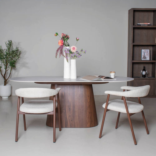 Giga Meubel Eettafel Madia - Wit Keramiek/Walnoot - 200x90x75cm - vtwonen shop