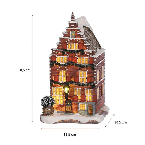 Luville Kerstdorp Miniatuur Grachtenpand - Kerstversiering en Guirlande Details voor een Sfeervolle Decoratie - Kerst Decoratie voor Binnen - L10,5 x
