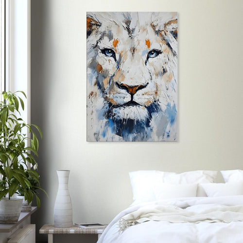 Artfulprints Canvas Abstract painted lion canvas - 50x70 cm - Grijs