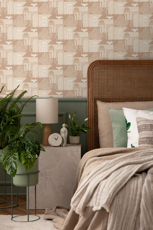 Borastapeter behang mediterrane huisjes roze - 53 cm x 10.05 m - 660850 - vtwonen shop