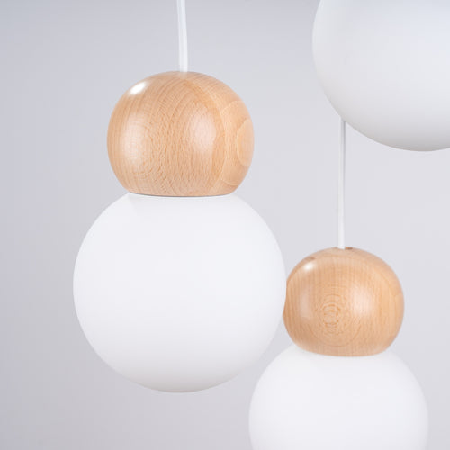Sollux Lighting Hanglamp PEKKA 3P wit/natuurlijk hout - 31x31x124cm