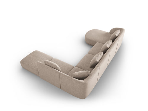 Cosmopolitan Design Panoramische hoekbank rechts Tulum 6-zits, chenille, beige - 255x330x70cm
