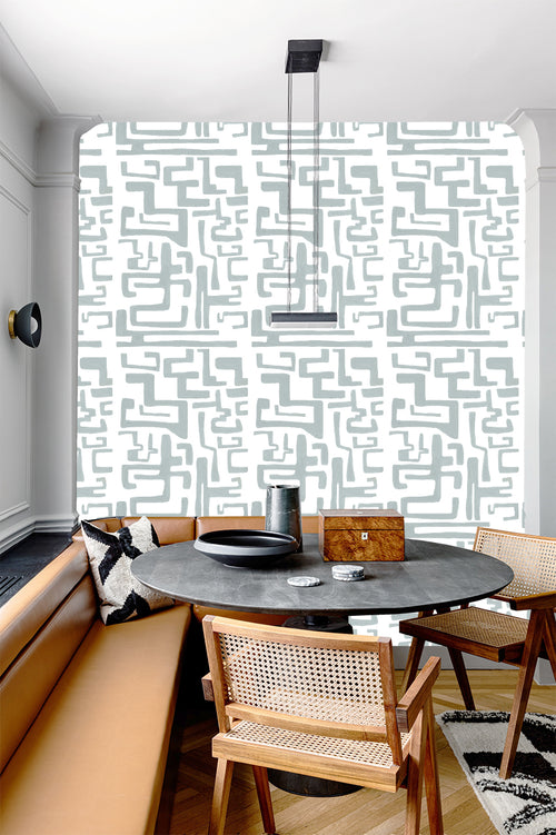 Catchii Behang Kuba blauw grijs