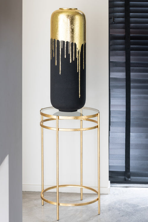 J-Line vaas Duo - metaal - zwart/goud - 70 cm hoog