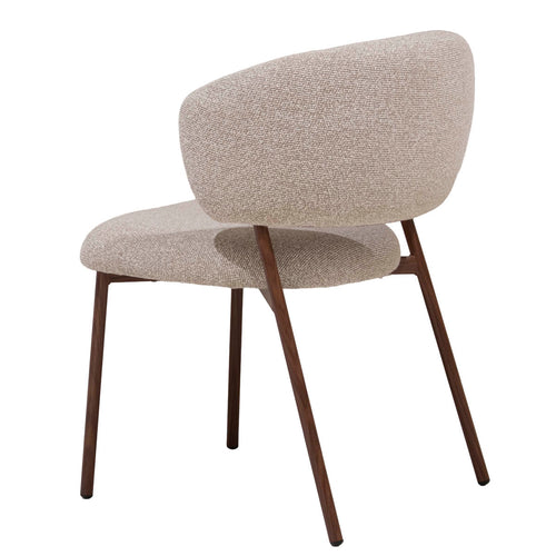 Giga Meubel Eetkamerstoel Feya - Beige/Walnoot - 51x53x81cm - Set van 2