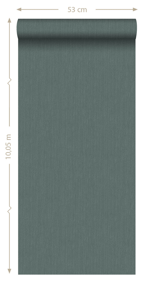 ESTAhome behang effen denim jeans structuur vergrijsd groen - 53 cm x 10.05 m - 148706