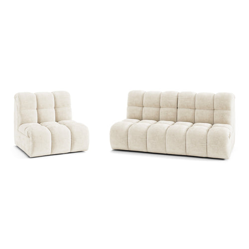 Premium Interiors - Bank SEVEN - gewaafd fluweel crème 243cm
