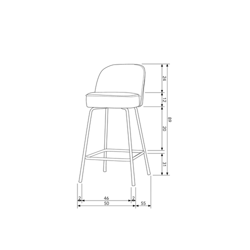 WOOOD barstoel 65 cm Vogue - Recycle Leer - Cognac - 89x50x55