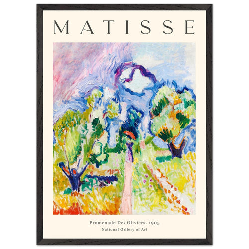 Artfulprints Poster met Lijst Matisse - Promenade des oliviers 1905   - 50x70 cm - Meerkleurig