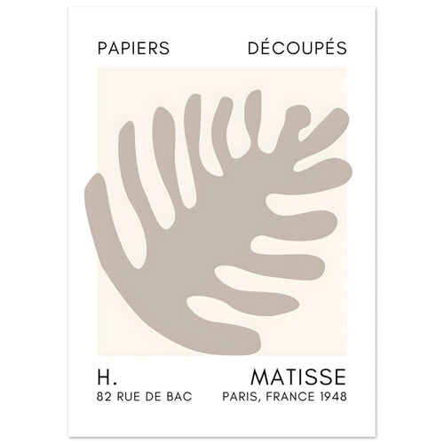 Artfulprints Poster Matisse – Coral bloom grey   - 50x70 cm - Grijs