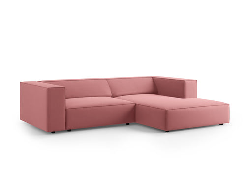 Cosmopolitan Design rechter hoekbank Arendal 3-zits, flueel, zalm - 166x224x70cm