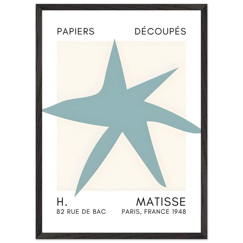 Artfulprints Poster met Lijst Matisse – Star of the sea turquoise   - 50x70 cm - Turquoise