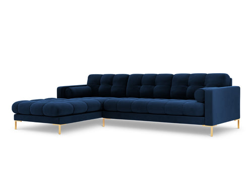 Cosmopolitan Design linker hoekbank Bali 5-zits, flueel, koningsblauw - 185x293x75cm