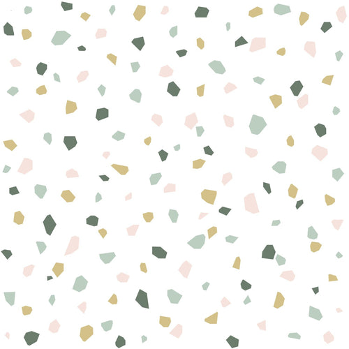 ESTAhome behang terrazzo wit, zacht roze en mintgroen - 53 cm x 10.05 m - 139033