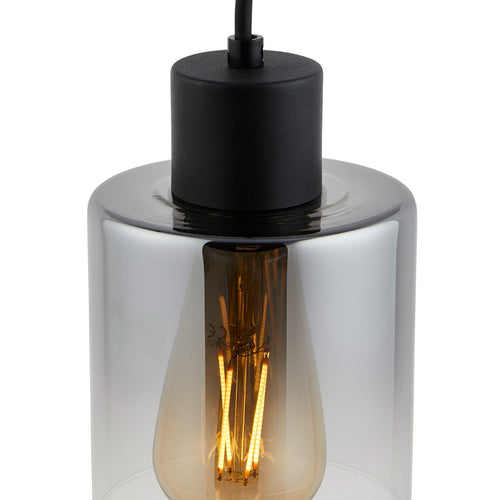 Lighto | Design hanglamp zwart met smoke glas 6-lichts | Nala