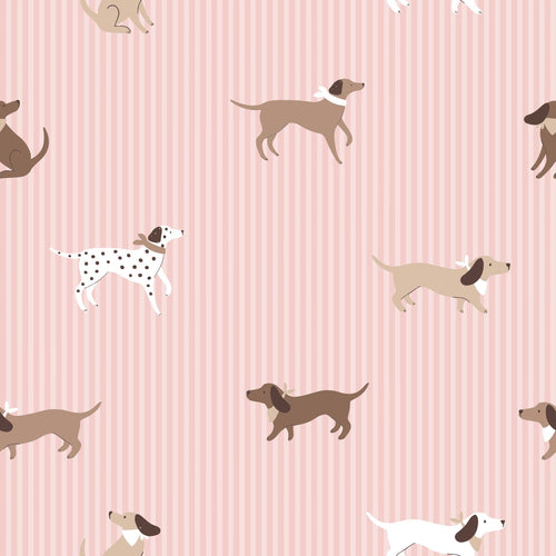 ESTAhome behang honden roze en bruin - 50 x 900 cm - 132021