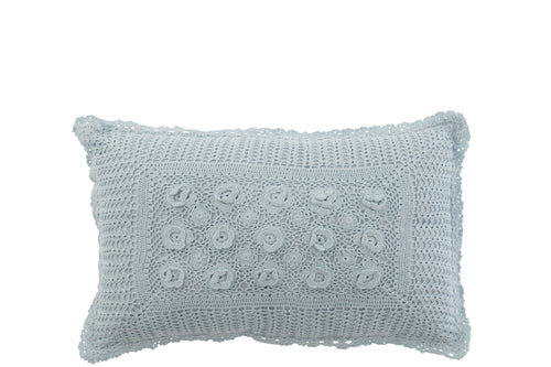 J-Line kussen Rechthoek Kant - katoen - blauw - vtwonen shop