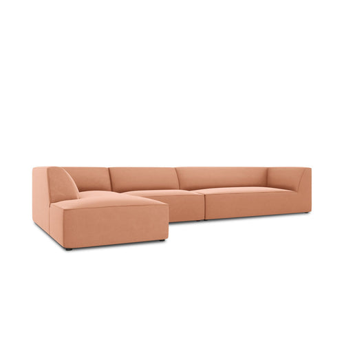 Cosmopolitan Design - Modulaire hoekbank links Siena 5-zits, flueel roze - 180x366x69cm