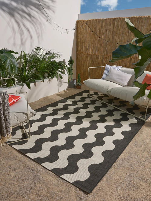 benuta binnen- en buitenkleed Metro - zwart/wit - 200x290 cm