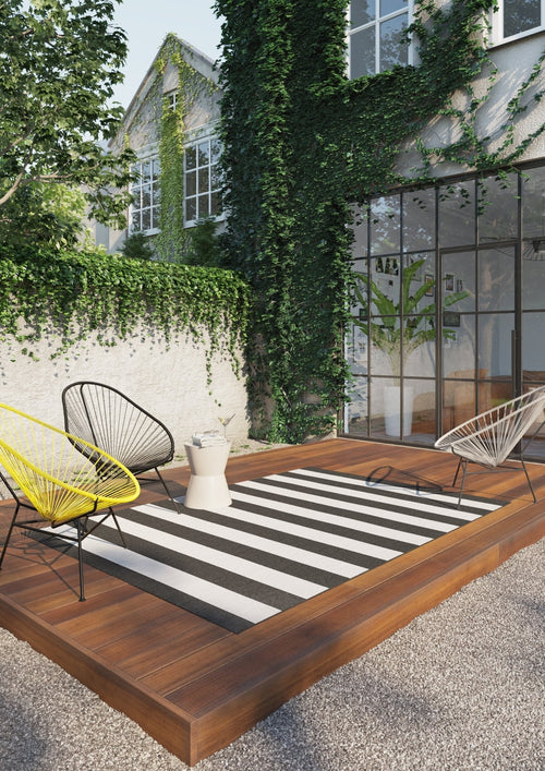 AFK Living vloerkleed Mykonos - voor binnen en buiten - zwart - 80 x 150 cm