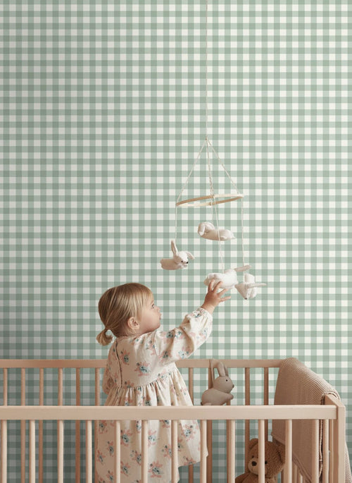 ESTAhome behang geblokt motief mintgroen - 50 x 900 cm - 132125