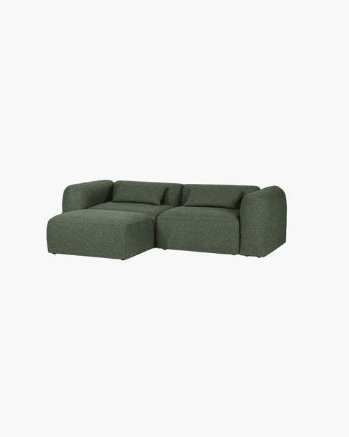 noo.ma Yaro Ottoman Thyme Green Bouclé - ruime poef, zachte polyester bekleding
