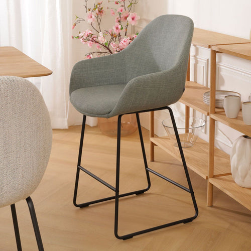 Nolon Nino-Mae Barkruk Saliegroen - met Armleuning - Zwart - 65 cm