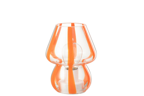 J-Line tafellamp Strepen - glas - transparant/oranje - small