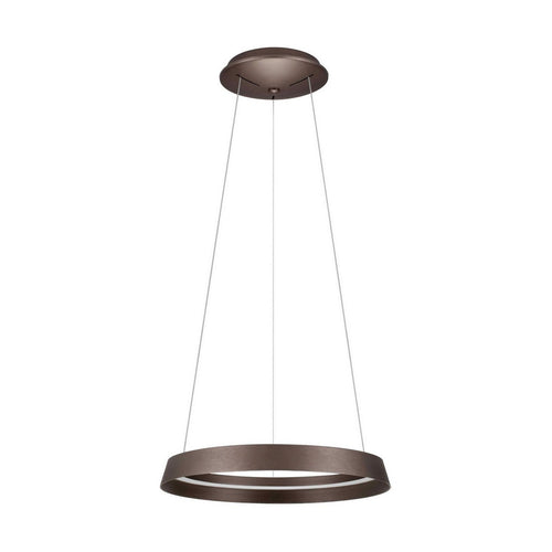 Nova Luce ORMI Geïntegreerde LED-hanglamp, geborsteld koffiekleurig, Triac dimbaar, 38W, 2564lm, 2700-3000-4000K kleurtemperatuur.