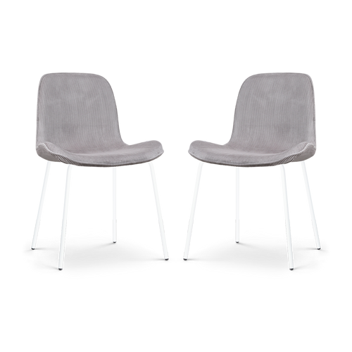 Nolon Nora-Fé Eetkamerstoelen Set van 2 - Rib Warm Grijs - Witte Poten - vtwonen shop