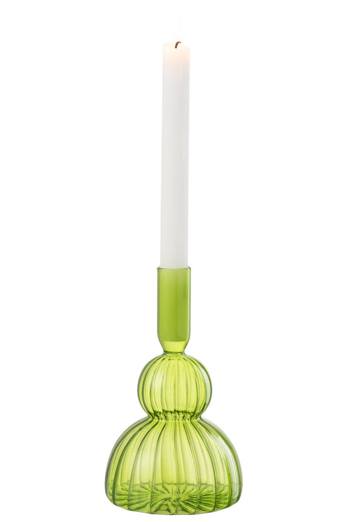 J-Line vaas Juliette - glas - groen - 19 cm hoog
