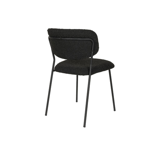 Housecraft Living Jolien Eetkamerstoelen Zwart/Zwart Bouclé - Set van 2