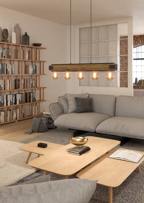 EGLO hanglamp Layham - e27 - 96 cm - zwart/bruin - vtwonen shop