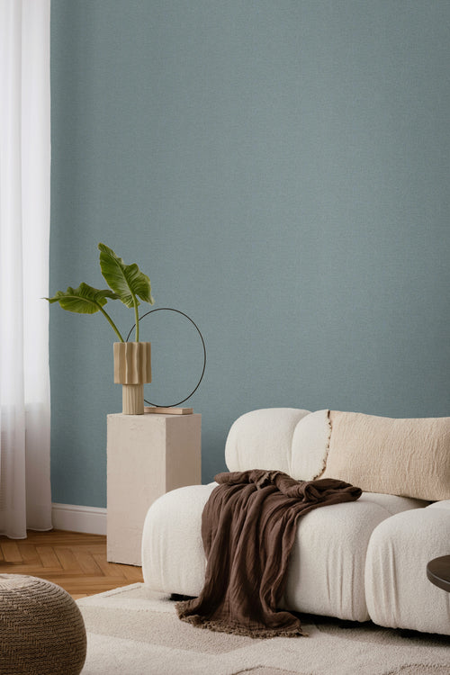 Borastapeter behang linnenstructuur vergrijsd blauw - 53 cm x 10.05 m - 660030