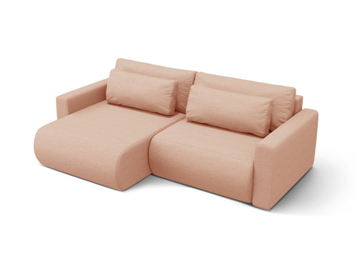 Cosmopolitan Design Omkeerbare converteerbare hoekbank met opbergdoos Belfast 3-zits, structurele stof perzik - 149x240x84cm
