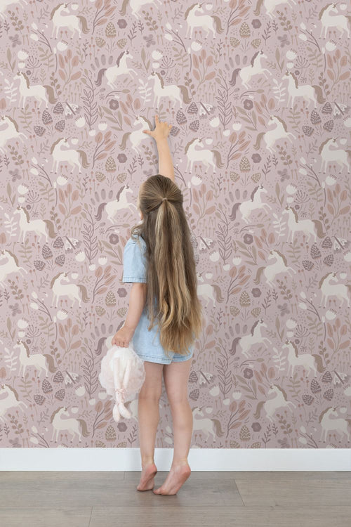 ESTAhome behang unicorns mauve paars - 53 cm x 10.05 m - 131232