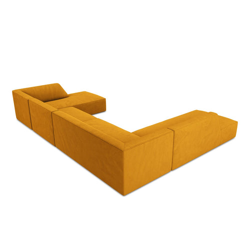 Cosmopolitan Design - Panoramische hoekbank links Siena 7-zits, ribfluwelen geel - 273x366x69cm