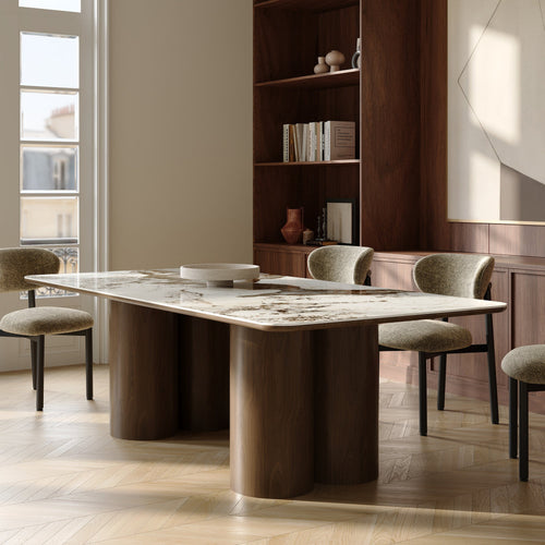 Premium Interiors - Eettafel PYLE - multiplex en keramiek donker walnoot 240cm