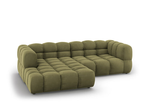 Cosmopolitan Design Modulaire hoekbank links Sky 3-zits, flueel, lichtgroen - 162x244x70cm