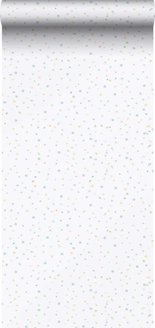 Sanders & Sanders behang stippen blauw, groen en wit - 53 cm x 10.05 m - 640641
