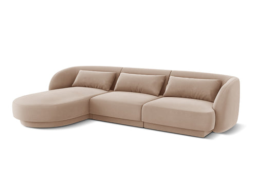 Cosmopolitan Design linker hoekbank Tulum 4-zits, flueel, beige - 156x255x70cm