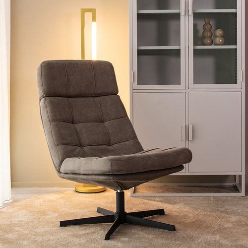 LABEL51 Fauteuil Alvar - Taupe Stof - Draaibaar